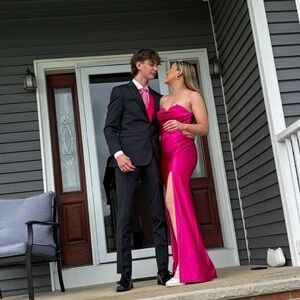 Vibrant Pink Strapless Gown